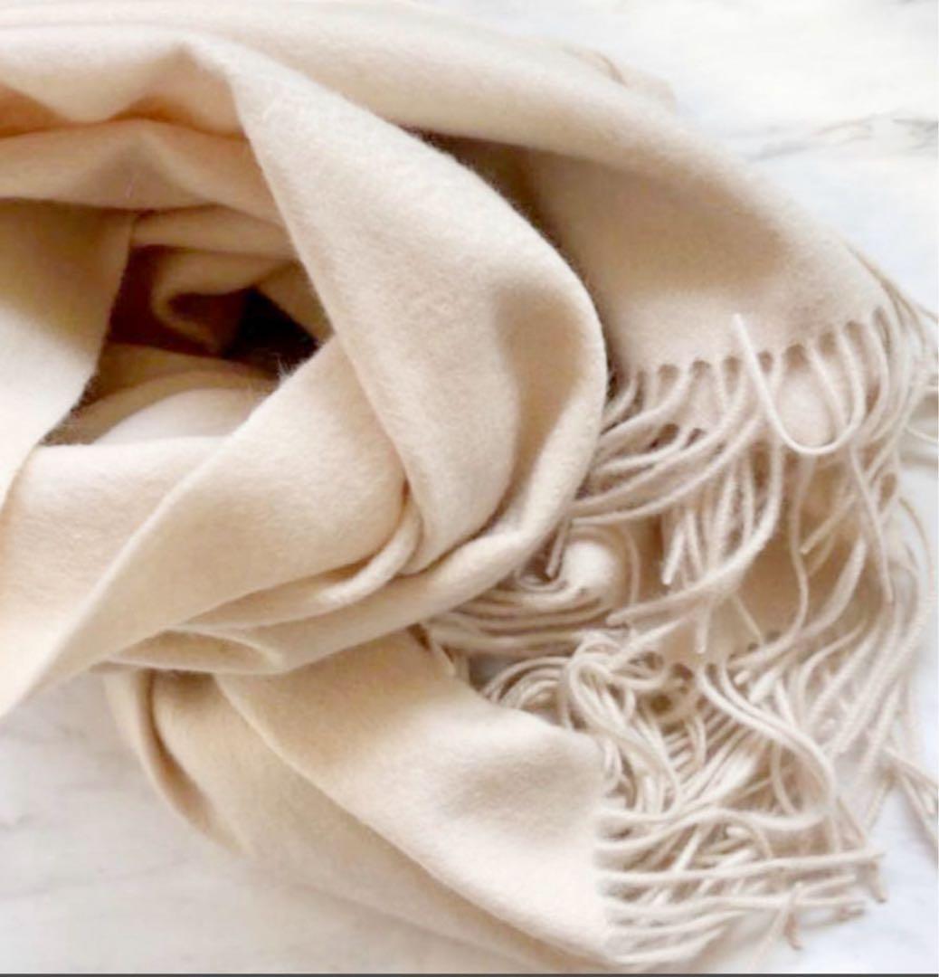 極上カシミヤ100%☆大判 ストール☆ ベージュピンク