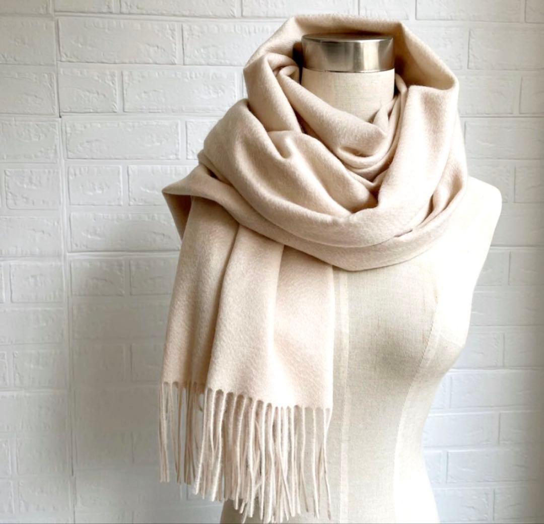 極上カシミヤ100%☆大判 ストール☆ ベージュピンク