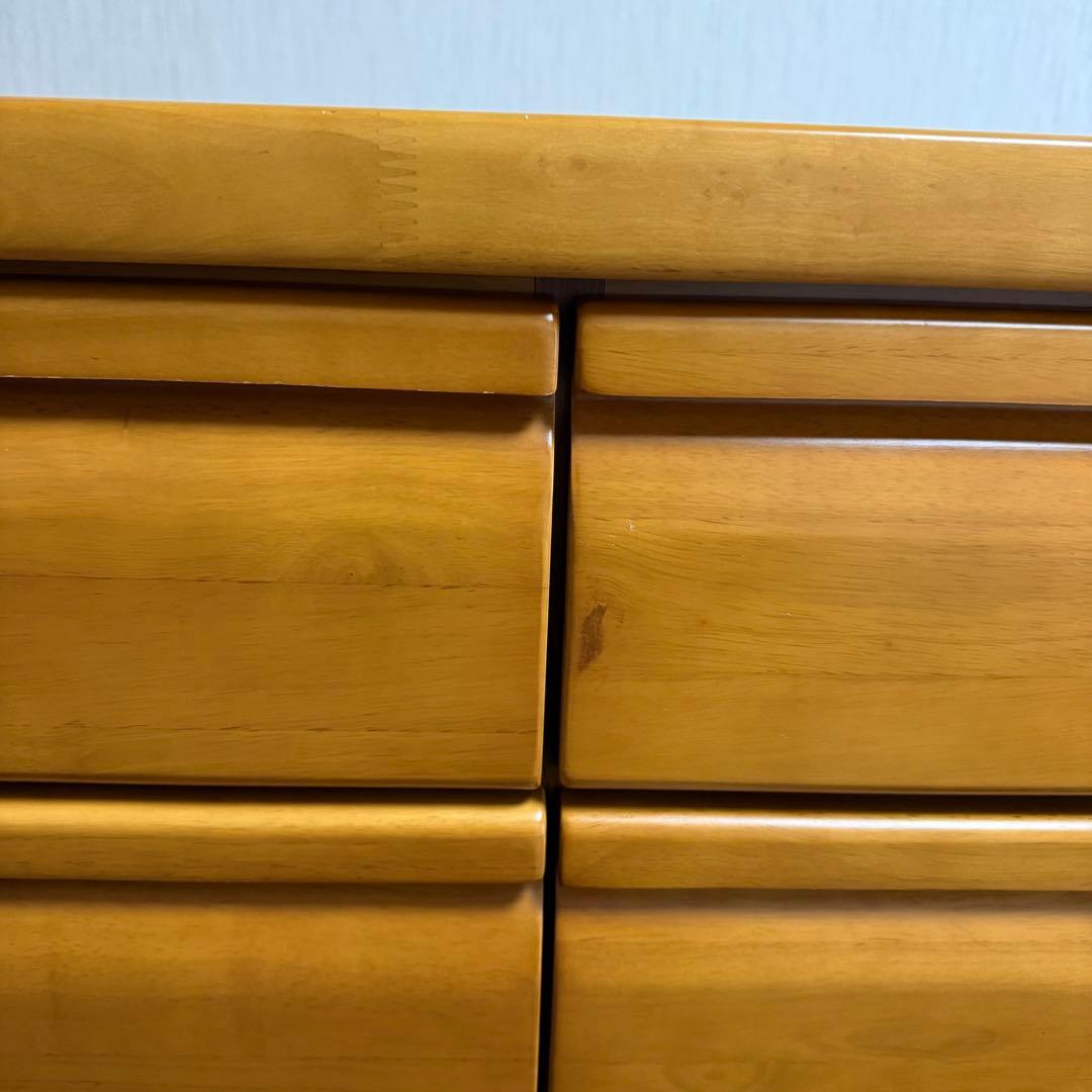 木製ハイチェスト ナチュラルウッド 6段　8引出し　レール4引き出し