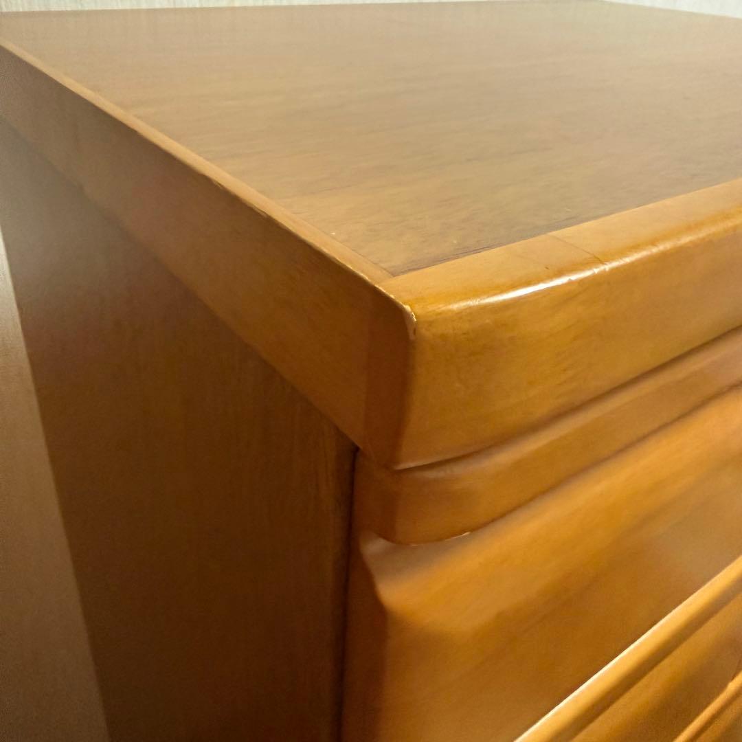 木製ハイチェスト ナチュラルウッド 6段　8引出し　レール4引き出し