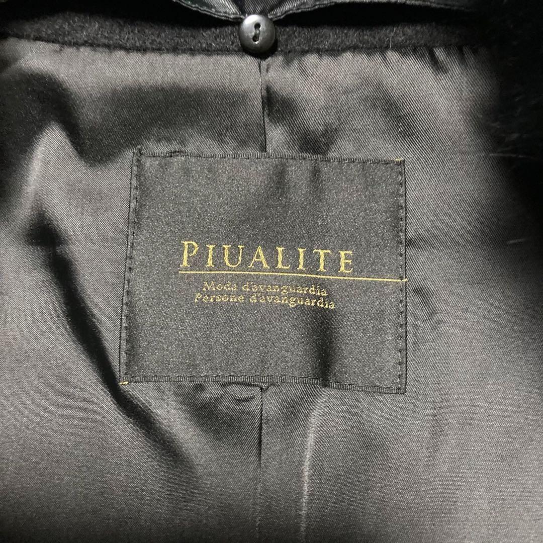 美品　高級　PIUALITE フォックスファー　カシミヤ100%コート　ブラック