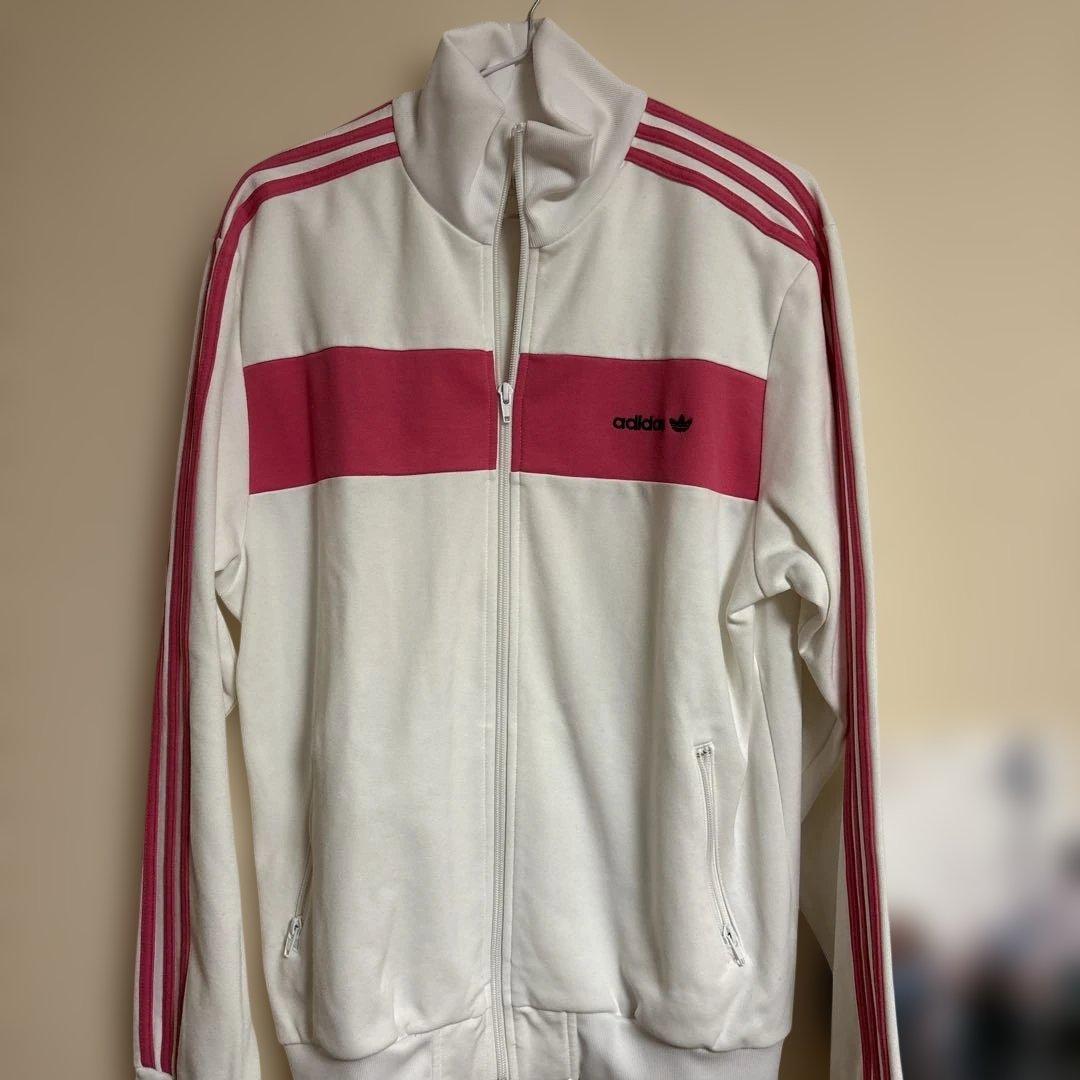 adidas トラックジャケットホワイト ピンク サイズO