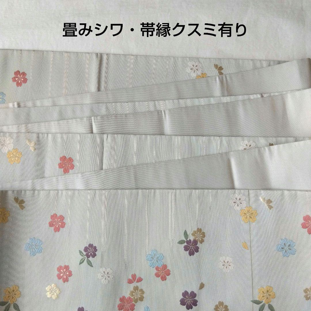 ◆未使用美品◆袋帯 桜ドロップ グレージュ 銀泊 正絹 訪問着 小紋 お花見
