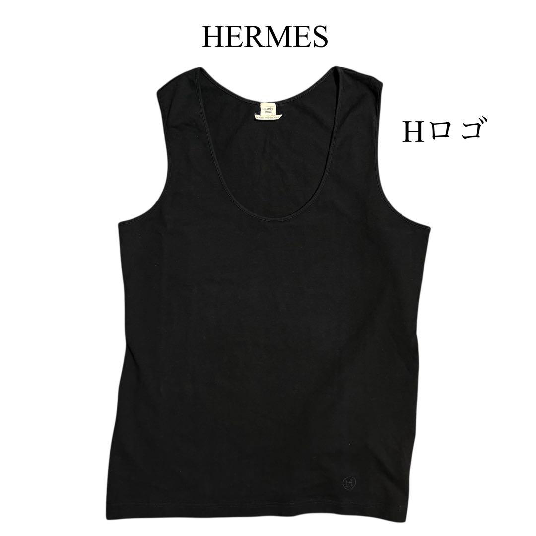 エルメス HERMES タンクトップ カットソー ノースリーブ ブラック