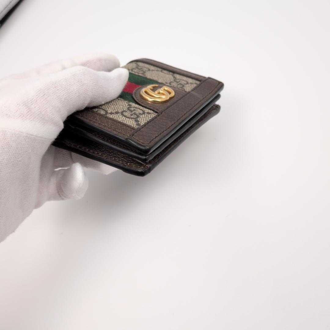 良品✨　グッチ ２つ折り財布 オフィディア PVC ブラウン 0I7