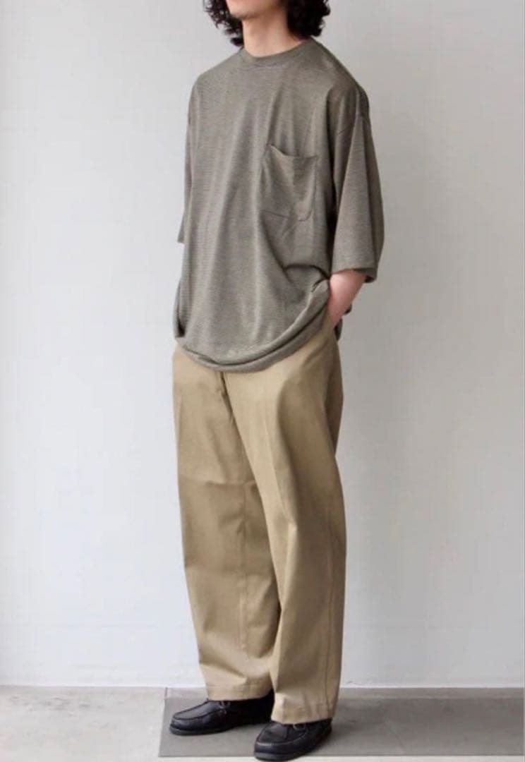 comoli ウール天竺Tシャツ　BORDER 2022ss