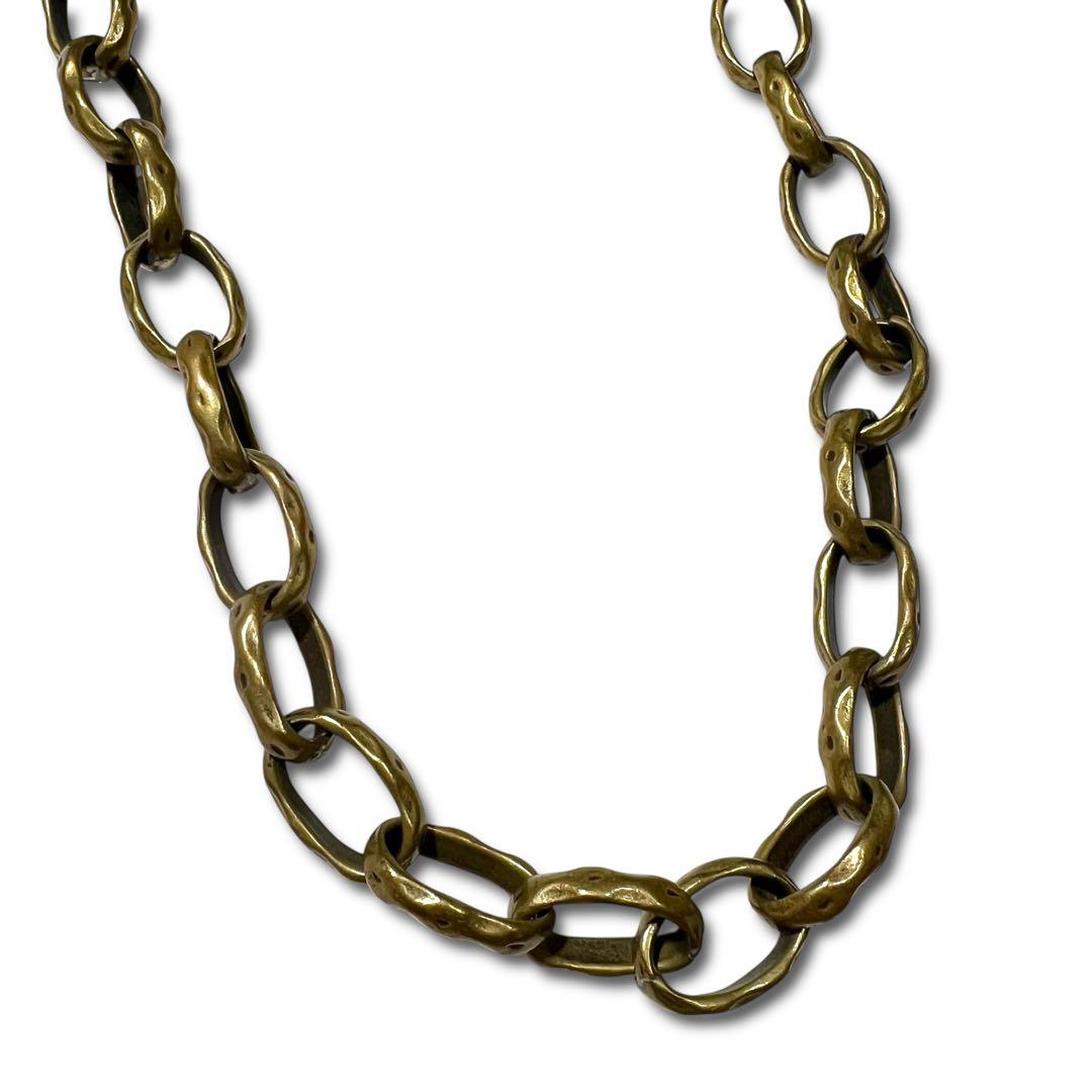 美品 Galcia マスタッシュ スカル ウォレット チェーン 50cm 真鍮