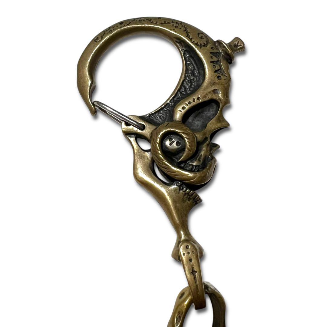 美品 Galcia マスタッシュ スカル ウォレット チェーン 50cm 真鍮