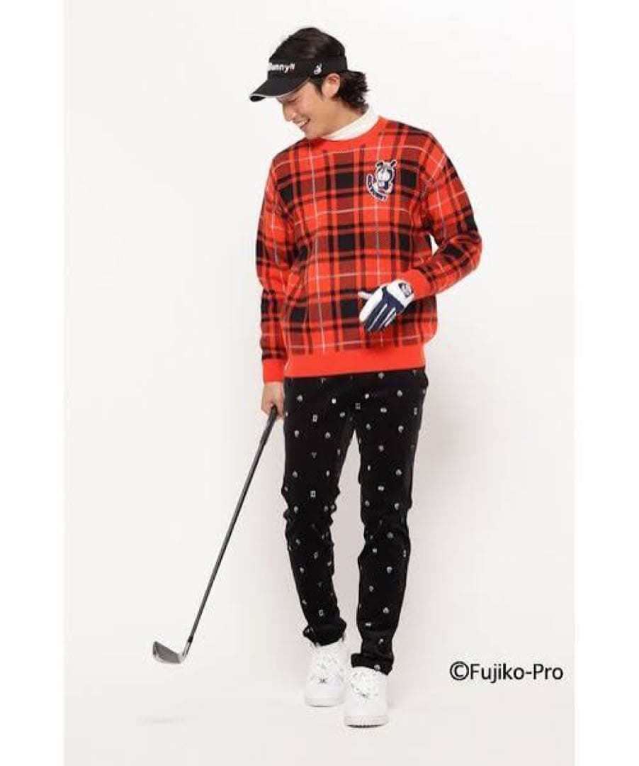 ジャックバニー ドラえもん コラボ Wジャガード ニット セーター オレンジ 4