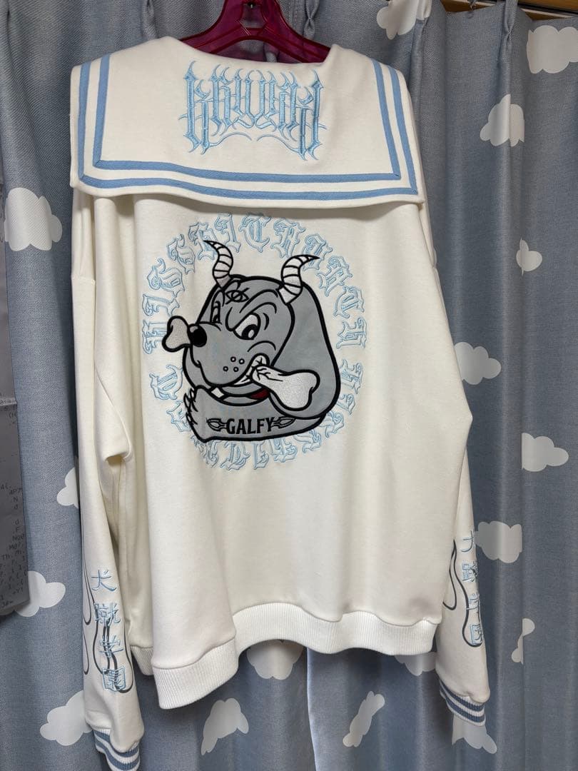 ユリ galfy kry 犬の企み学園 セーラーパーカー ホワイト 水色