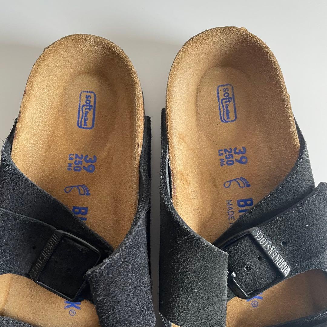 BIRKENSTOCK アリゾナ ブラックスウェード 39 ソフトフットヘッド
