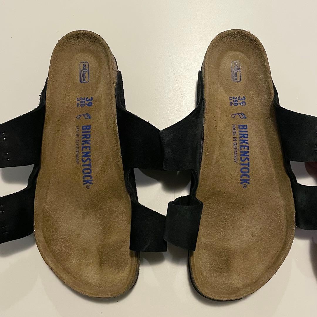 BIRKENSTOCK アリゾナ ブラックスウェード 39 ソフトフットヘッド