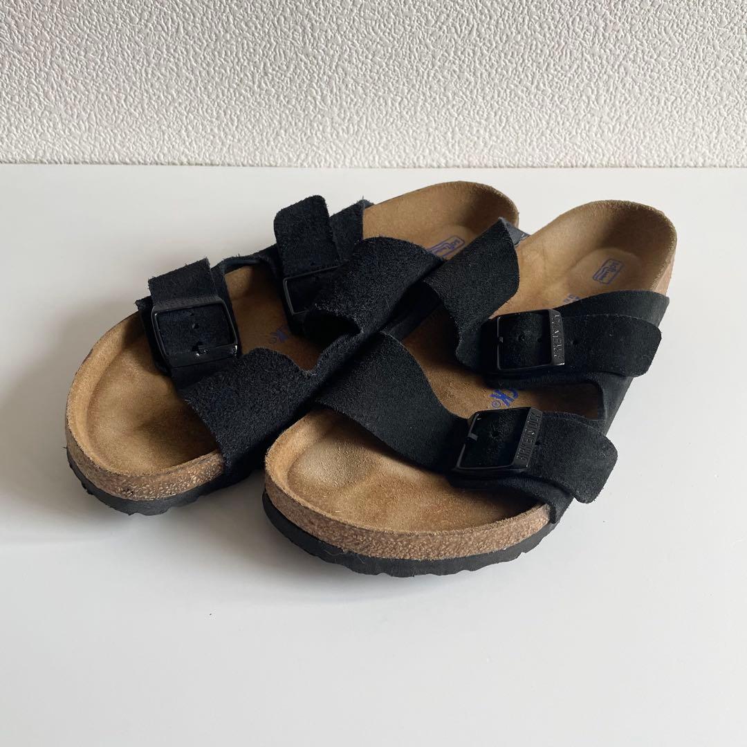 BIRKENSTOCK アリゾナ ブラックスウェード 39 ソフトフットヘッド