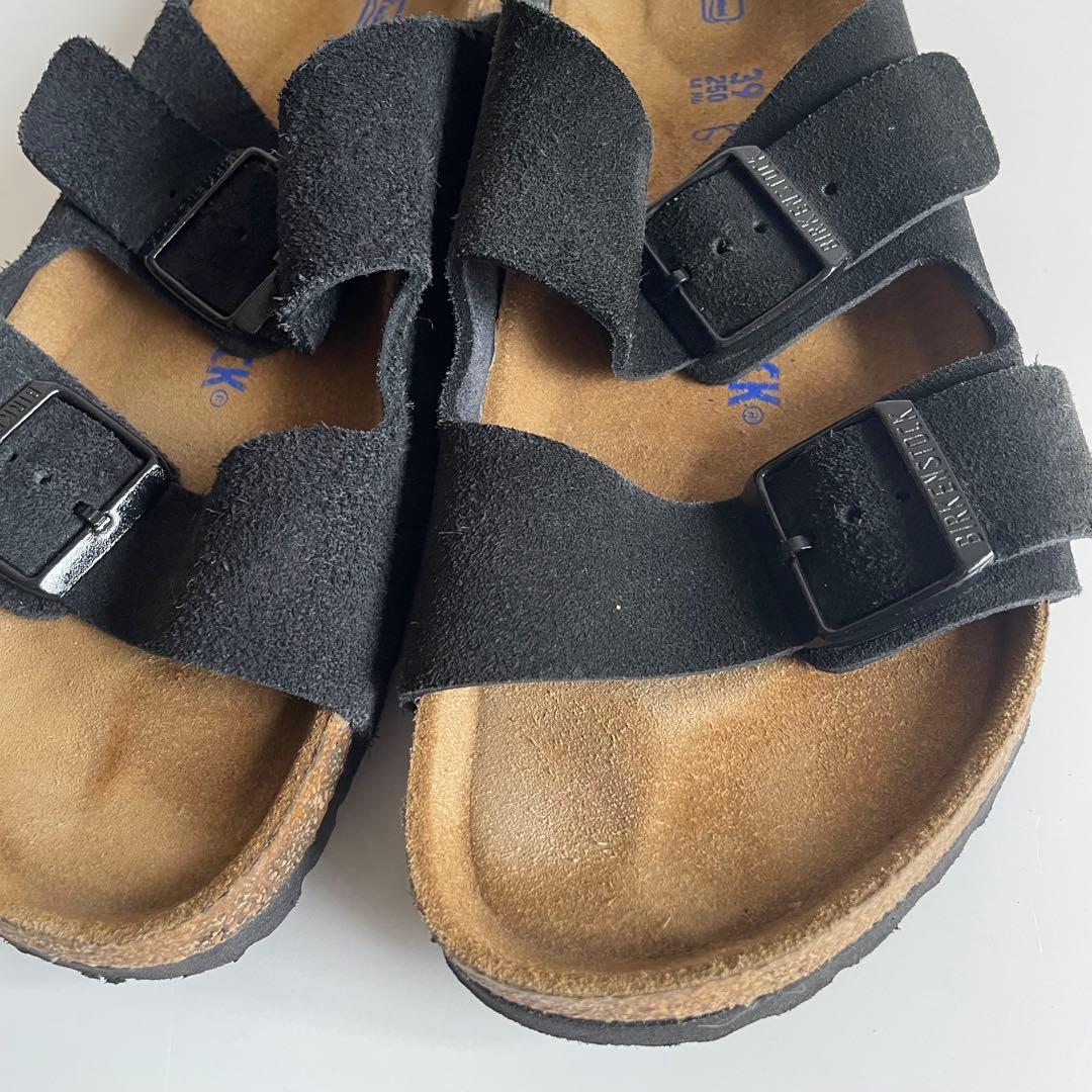 BIRKENSTOCK アリゾナ ブラックスウェード 39 ソフトフットヘッド