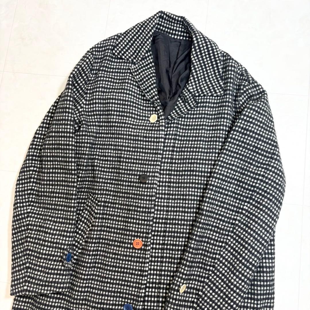 アンダーカバー UNDERCOVER チェック柄 縮絨 ロングコート