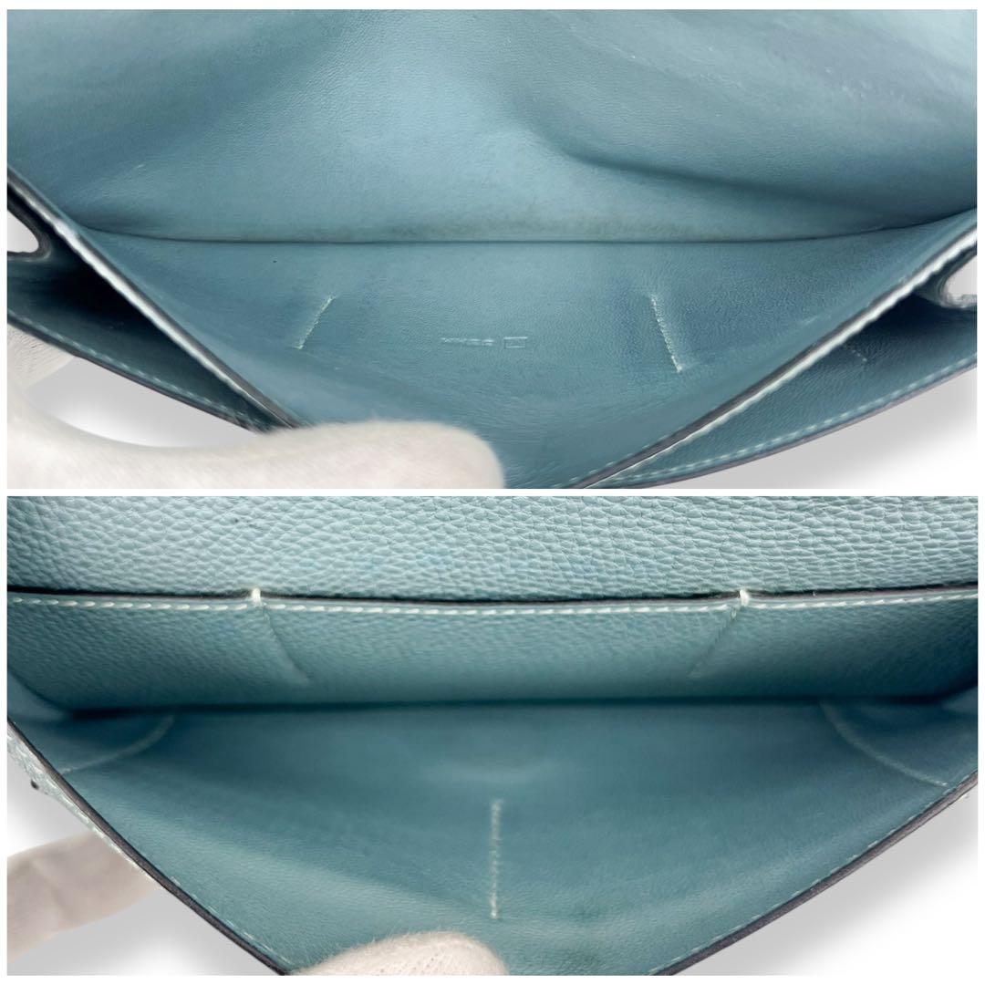 【美品】エルメス　ドゴン　トゴ　折財布　長財布　ライトブルー　797