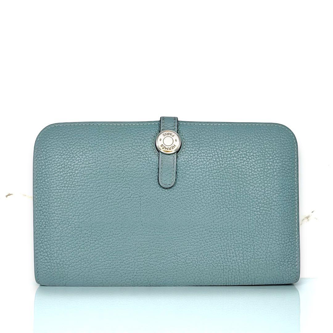 【美品】エルメス　ドゴン　トゴ　折財布　長財布　ライトブルー　797