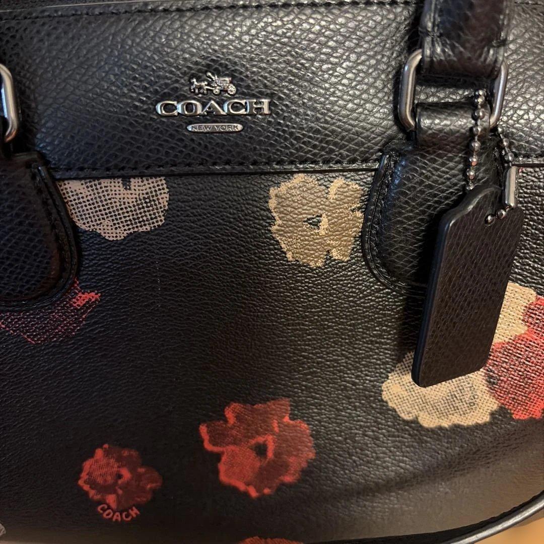 COACH 花柄レザーショルダーバッグ