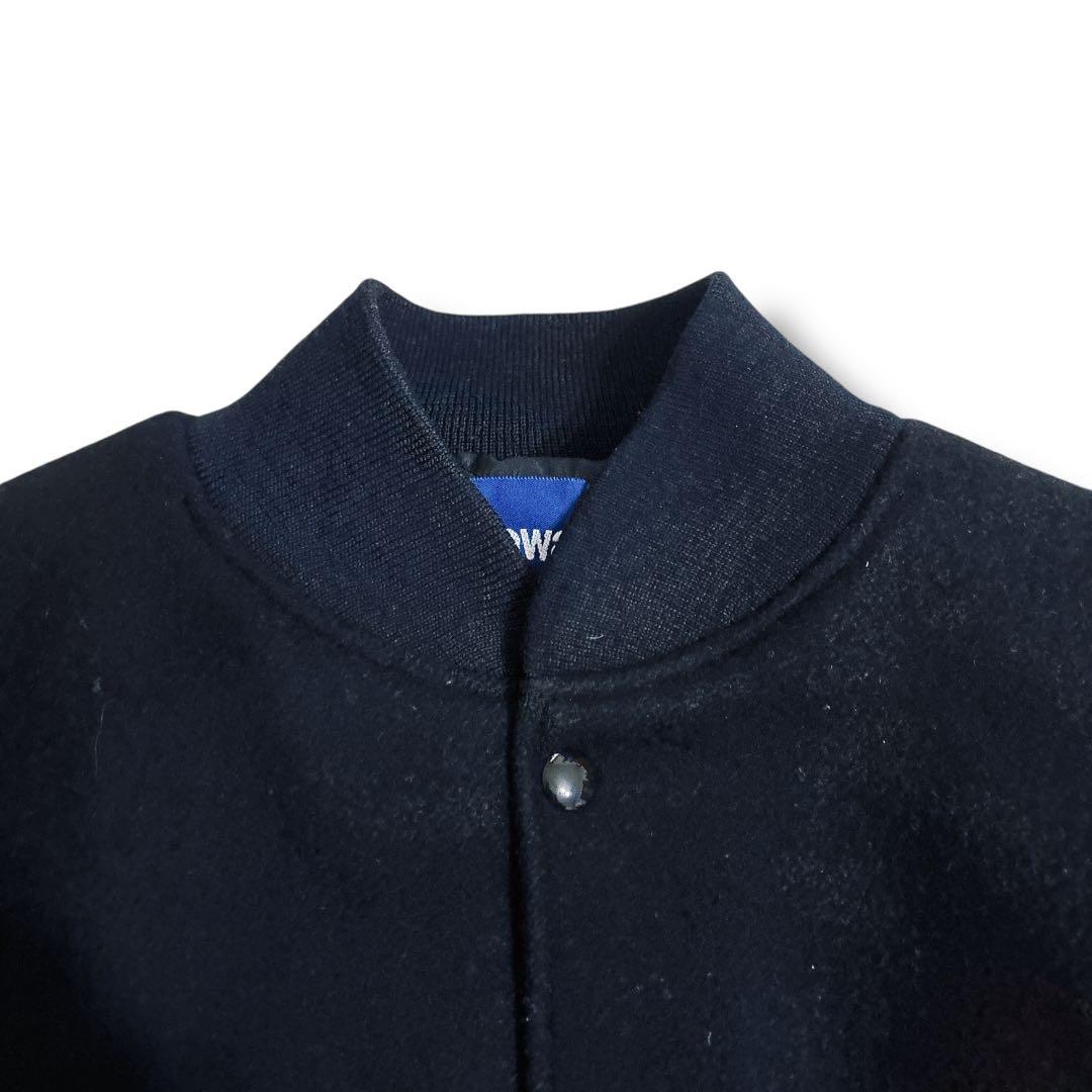 Holloway USA製 袖レザー スタジャン 黒 XL 企業 刺繍 ブラック