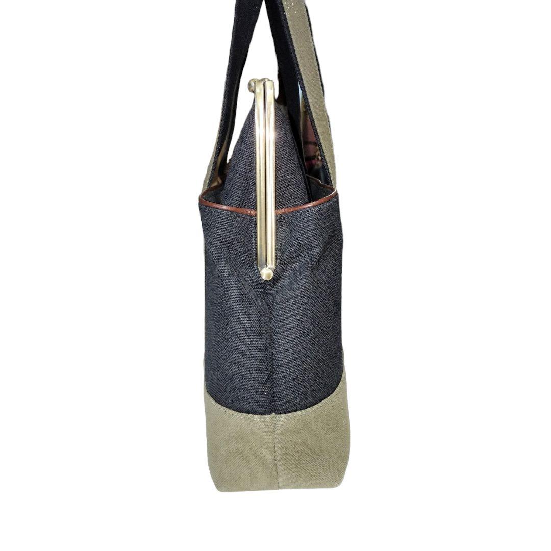 a*n様 希少 アヤノコウジ がま口 帆布 バイカラー トートバックブ ラック✕