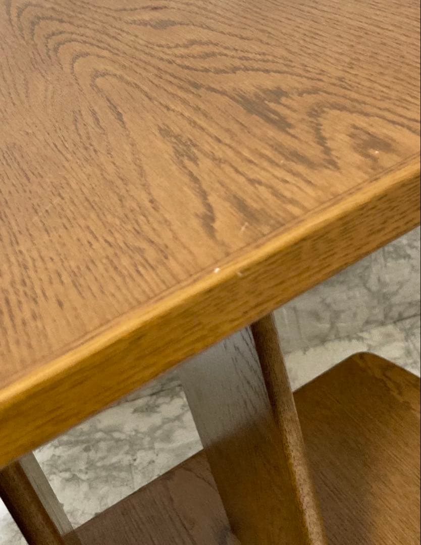 【美品】浜本工芸 サイドテーブル 飾り棚　ローテーブル　天然無垢 オーク材