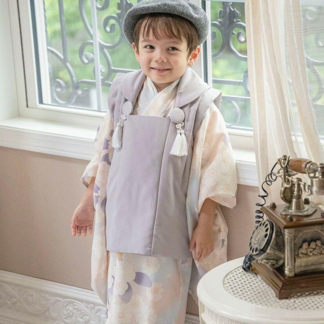 キャサリンコテージ　被布　100センチ　八重桜ベージュ×グレー　足袋・雪駄セット