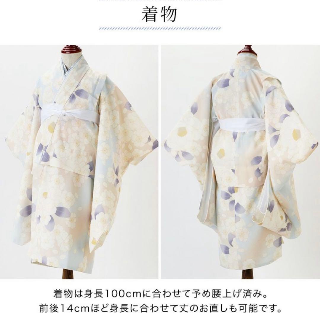 キャサリンコテージ　被布　100センチ　八重桜ベージュ×グレー　足袋・雪駄セット