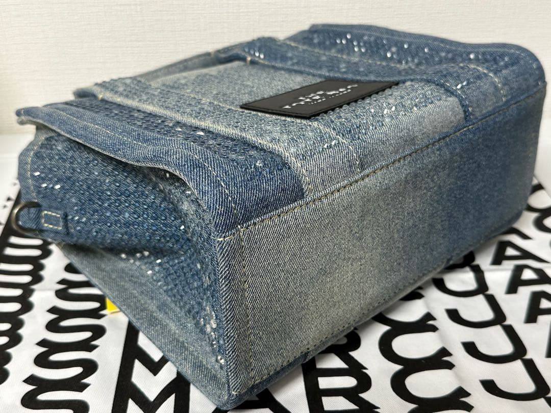 新品■マークジェイコブス ザ クリスタルデニム スモールトートバッグライトブルー