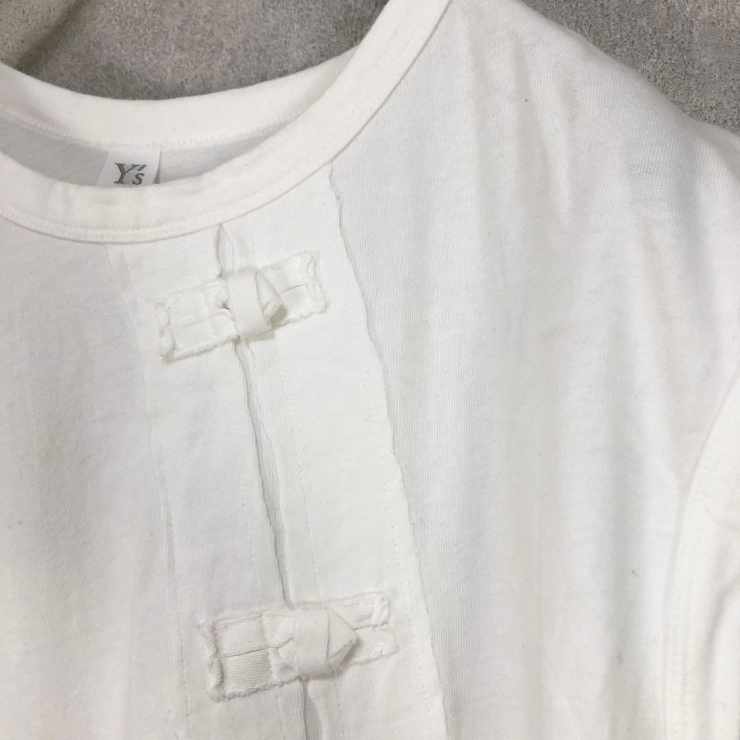 Y's ワイズ チャイナトップス フレンチスリーブ 白 ホワイト