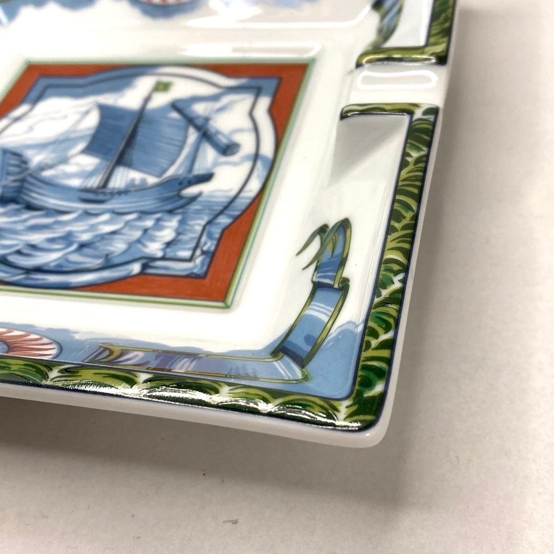 希少✨HERMES エルメス 灰皿 アッシュトレイ ブルー ホワイ 帆船