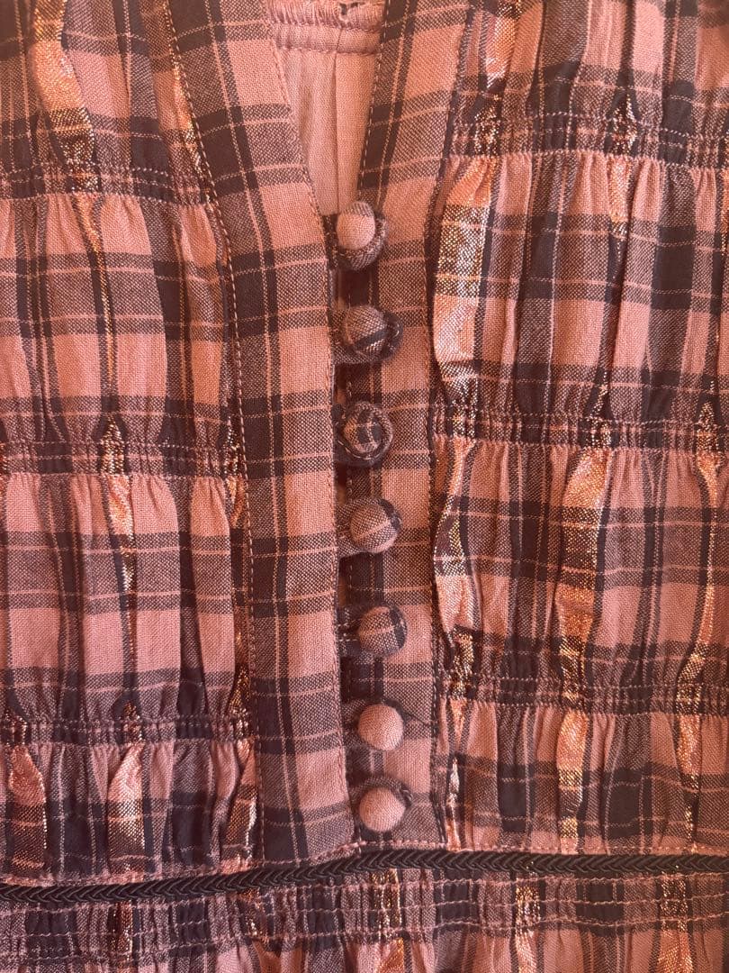 Sara mallika /サラマリカコットンチェックシャーリングドレス　S