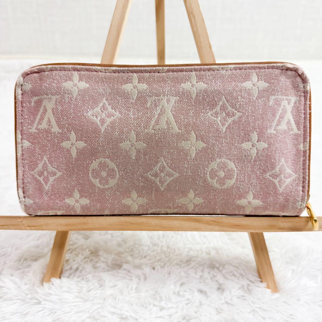 ルイヴィトン ジッピーウォレット モノグラム デニム ジャガード ピンク