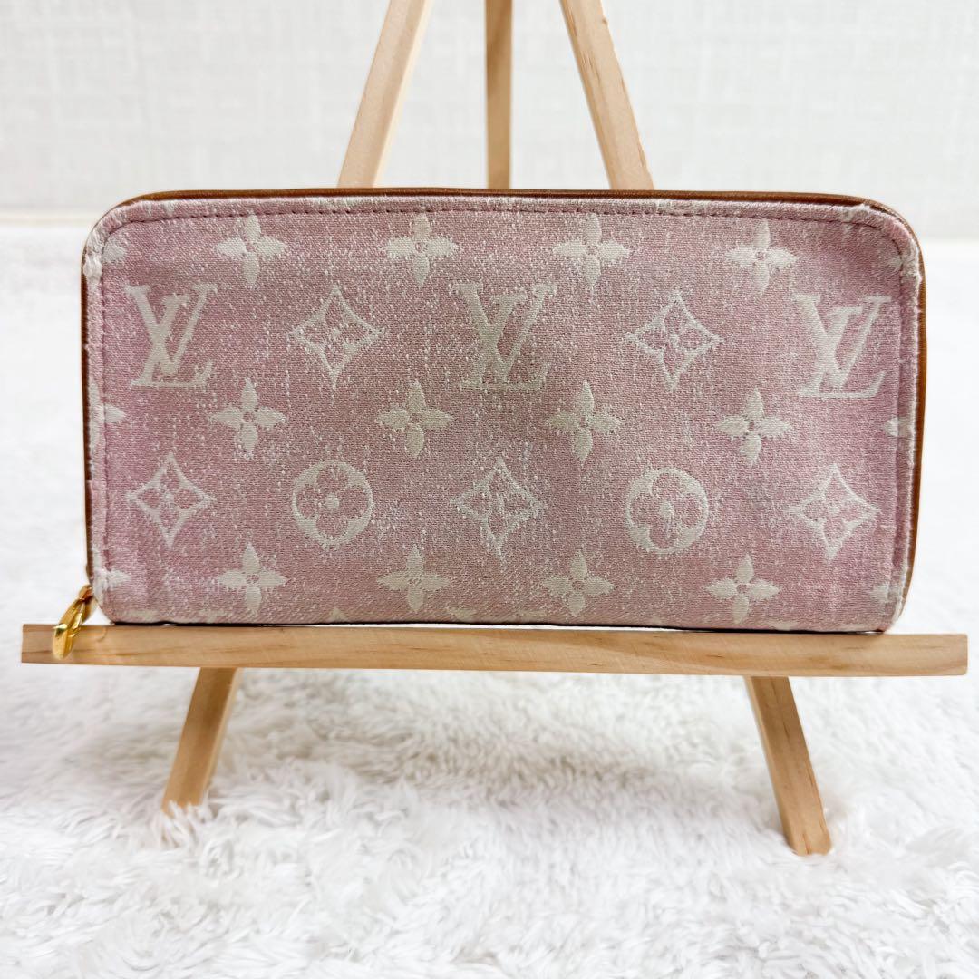 ルイヴィトン ジッピーウォレット モノグラム デニム ジャガード ピンク