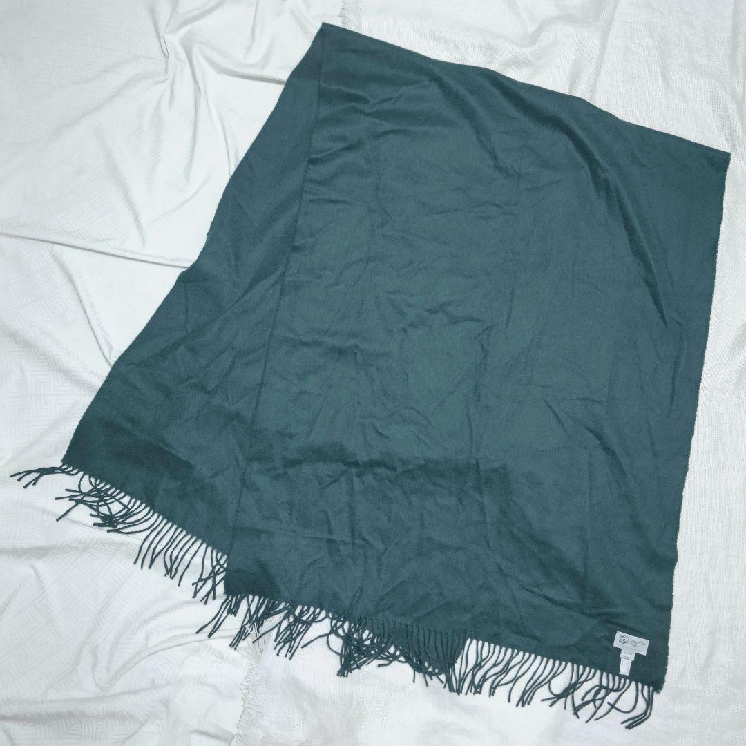 JOHNSTONSジョンストンズ100%カシミヤ大判プレーンストールマフラー緑