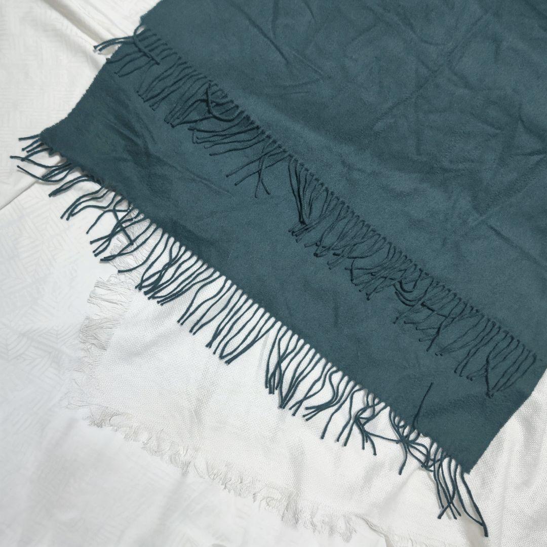 JOHNSTONSジョンストンズ100%カシミヤ大判プレーンストールマフラー緑