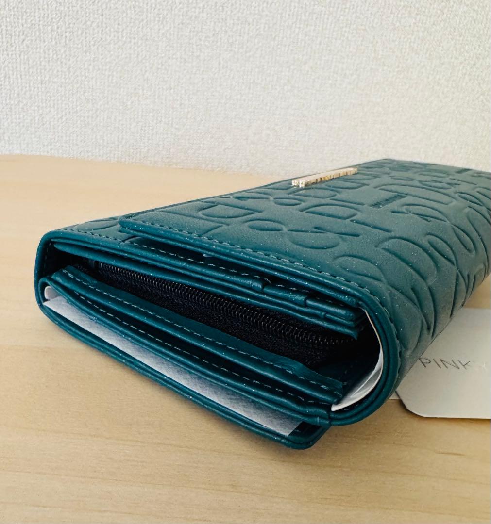 新品☆PINKY&DIANNE カヌレ かぶせ長財布☆緑☆大容量カード収納付き