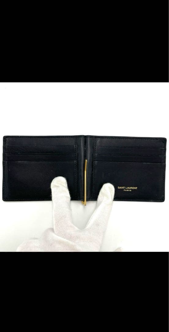 サンローラン マネークリップ クロコ型押し カサンドラ YSLライン