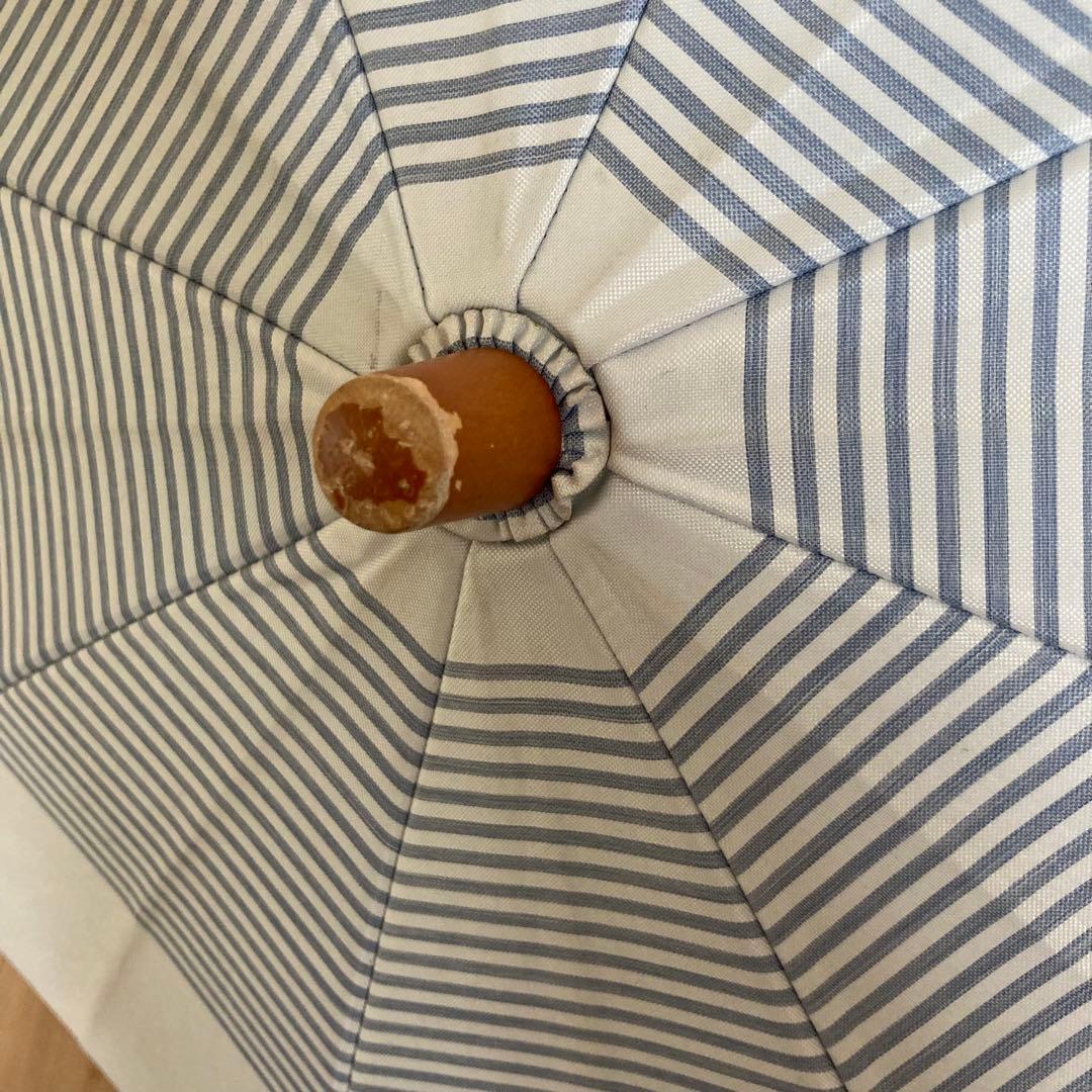 【サンバリア 100】 折りたたみ日傘　２段折 / ボーダー　ブルー　※即日発送