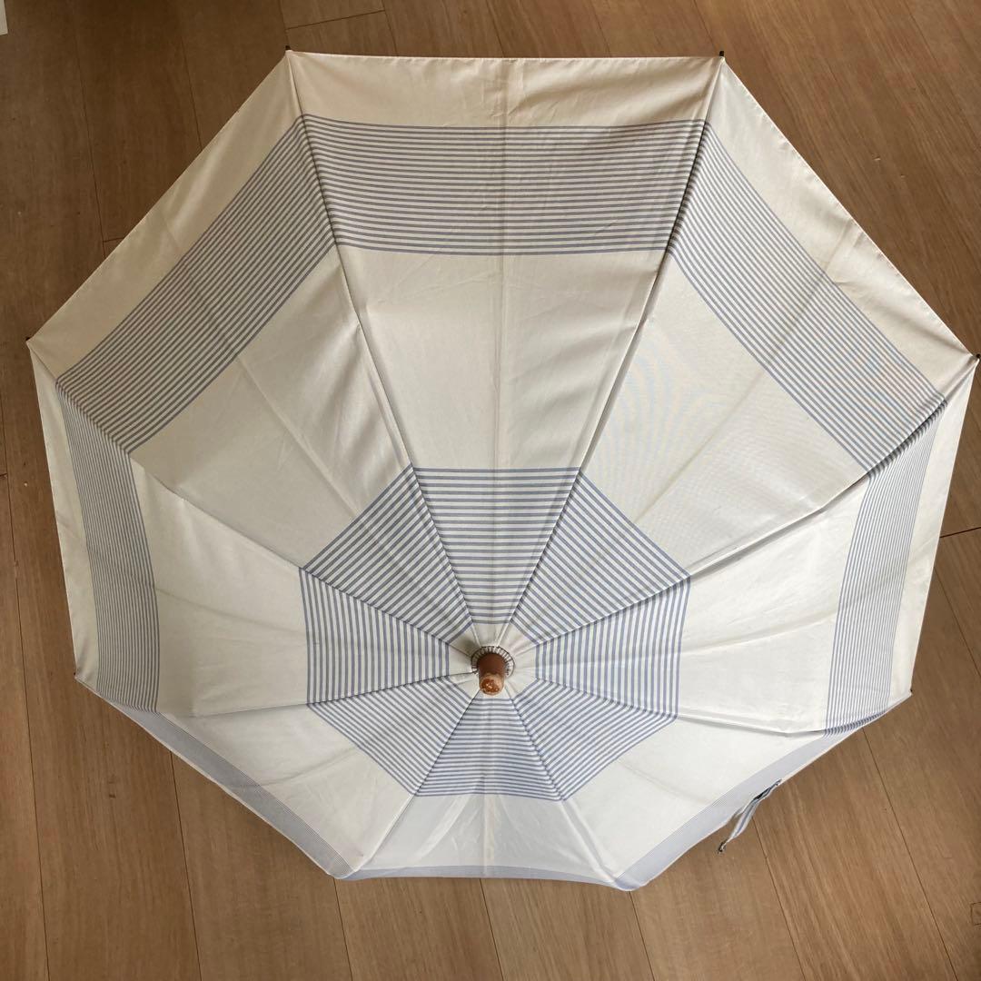 【サンバリア 100】 折りたたみ日傘　２段折 / ボーダー　ブルー　※即日発送