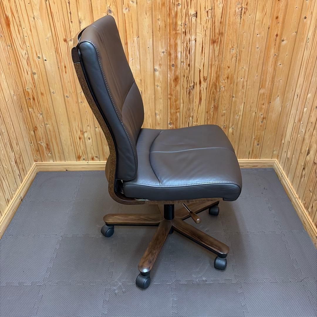 カリモク 本革 デスクチェア XT58 ダークブラウン ロッキング