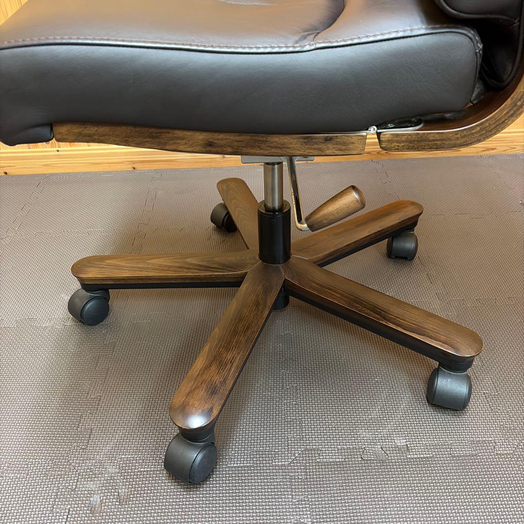 カリモク 本革 デスクチェア XT58 ダークブラウン ロッキング