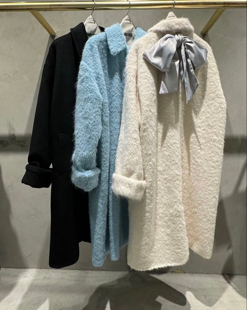 ジャケット・アウター pameo pose SHAGGY WITH RIBBON COAT