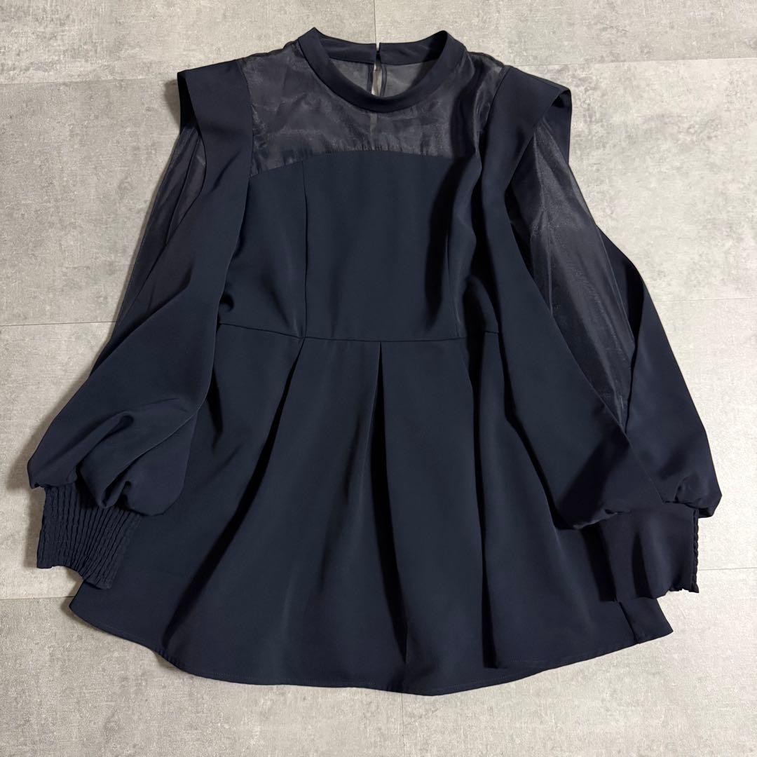 本日限定【大きめ】ルイルエ セットアップ スリットスリーブペプラムトップスLL