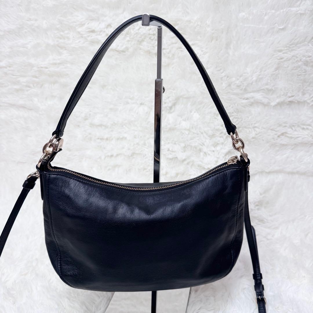 【美品】COACH コーチ 2way ショルダーバッグ レザー ブラック