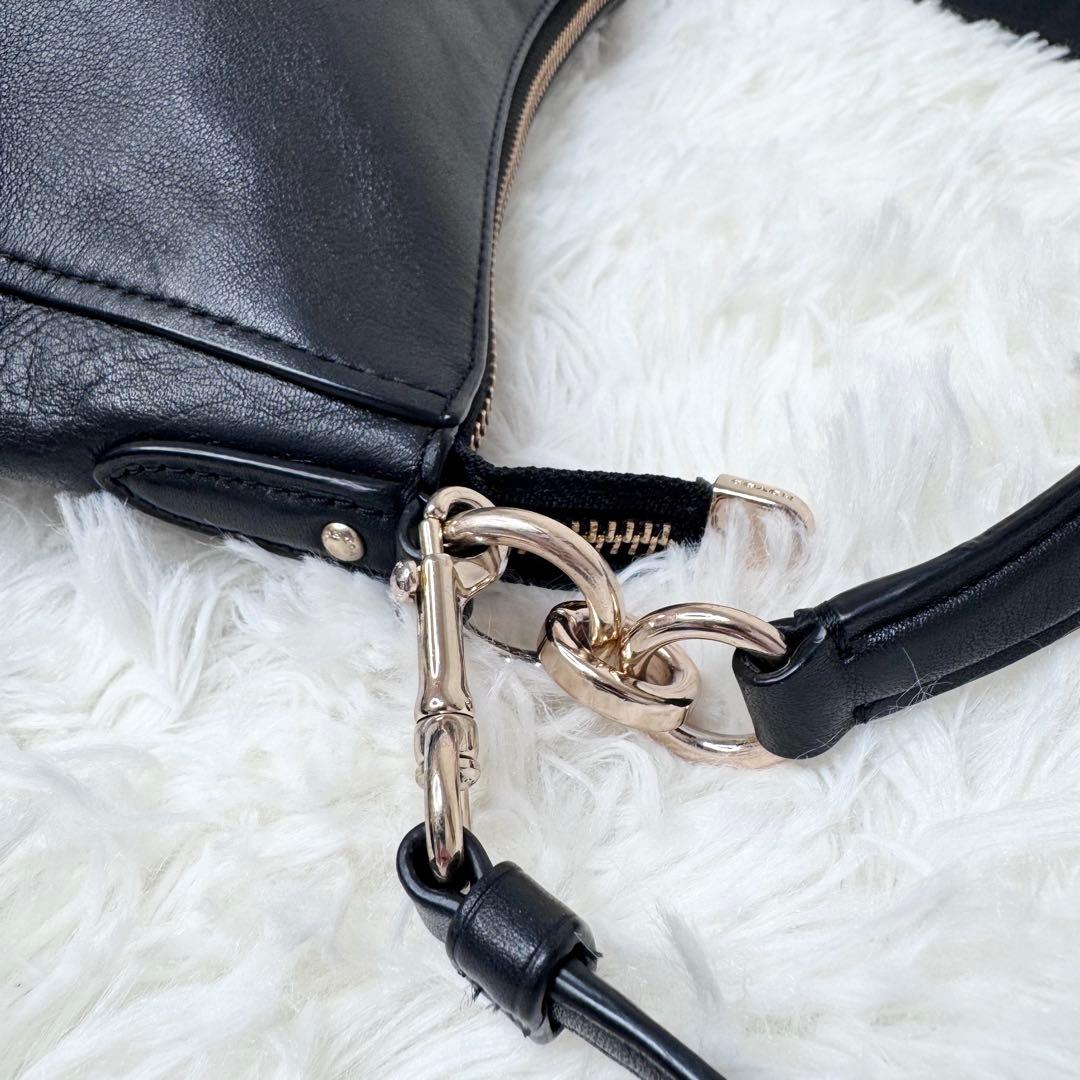 【美品】COACH コーチ 2way ショルダーバッグ レザー ブラック