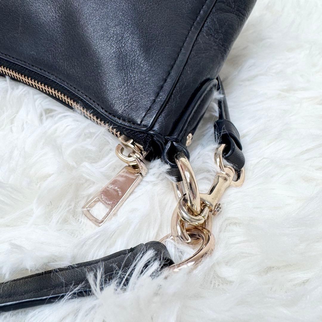 【美品】COACH コーチ 2way ショルダーバッグ レザー ブラック