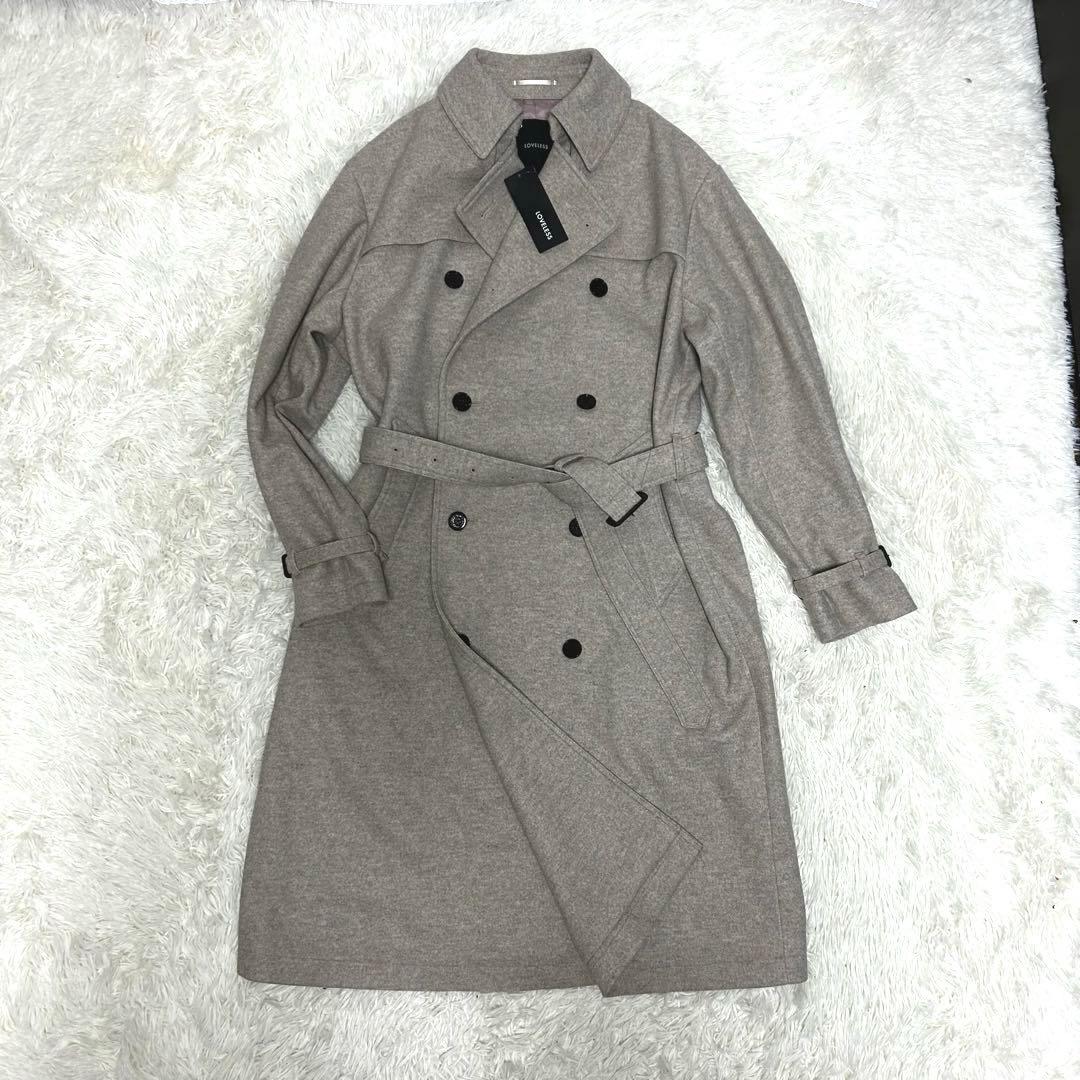 新品未使用　L 丈100cm超　ラブレス　ロングトレンチコート　ダブル　ベルト