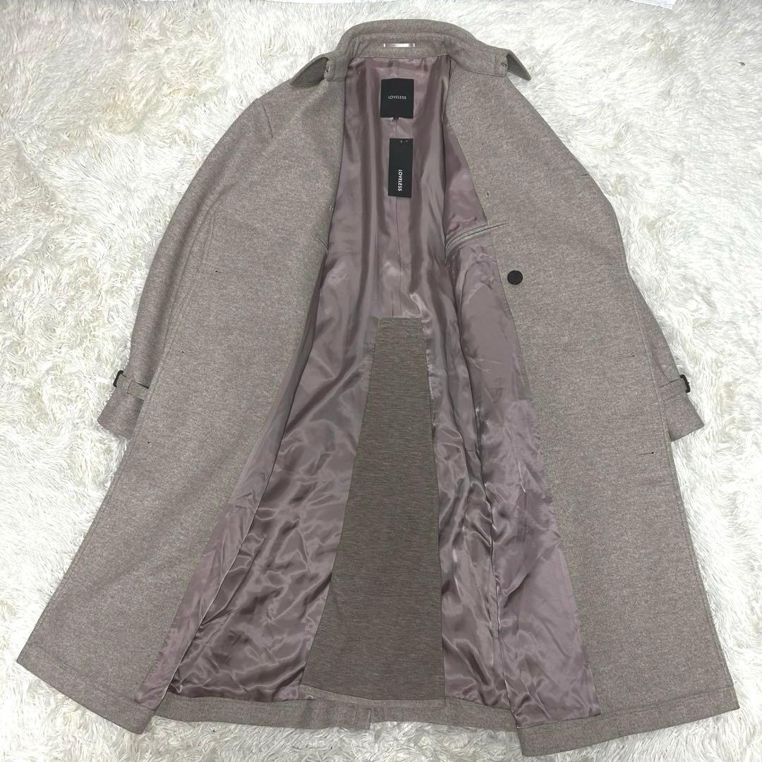 新品未使用　L 丈100cm超　ラブレス　ロングトレンチコート　ダブル　ベルト