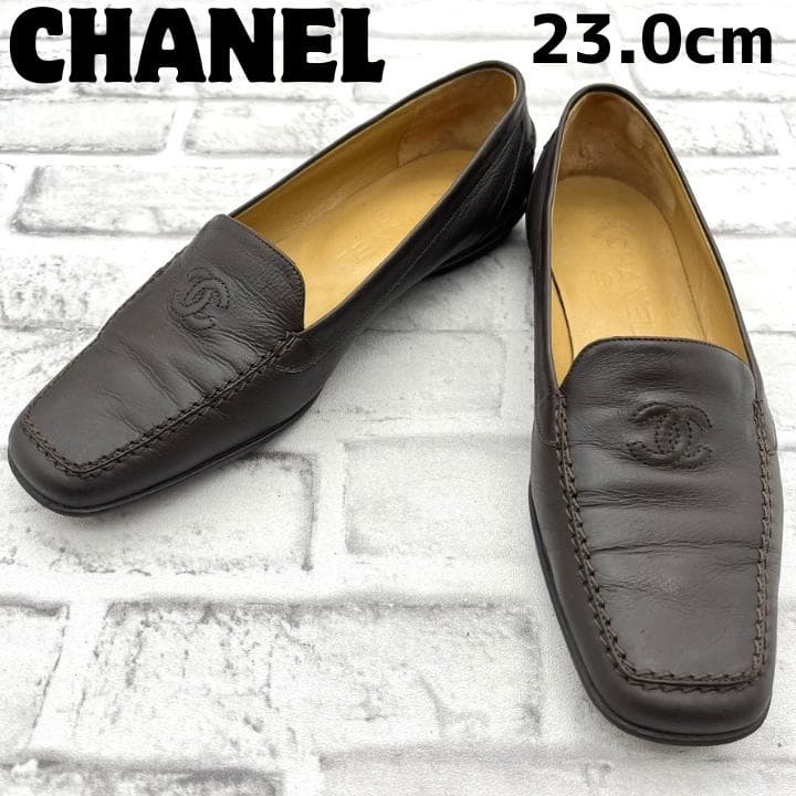 美品 シャネル パンプス ココマーク ロゴ金具 ブラック 23.5cm