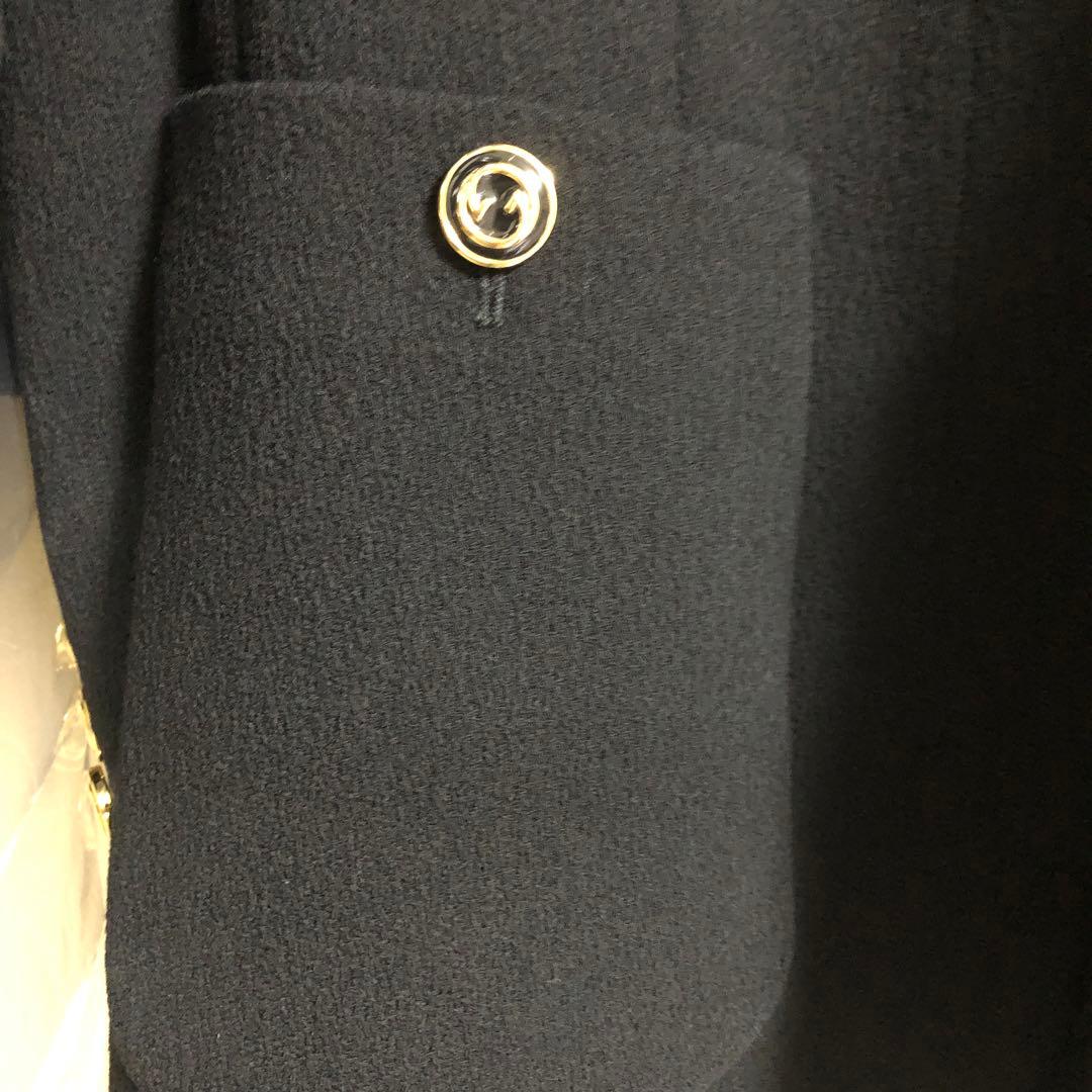タグ付き　グッチ　インターロッキングゴールド縁取りGボタン　コート　黒